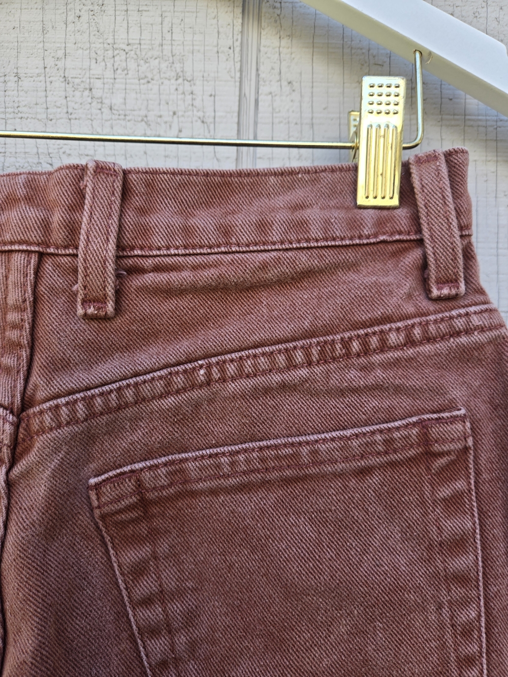 Arizona Jeans Co High Waisted Rust Terracotta Brown Denim Jean Mom Shorts - Picture 6 of 14